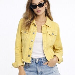 BlankNYC Distressed Yellow Denim Jacket